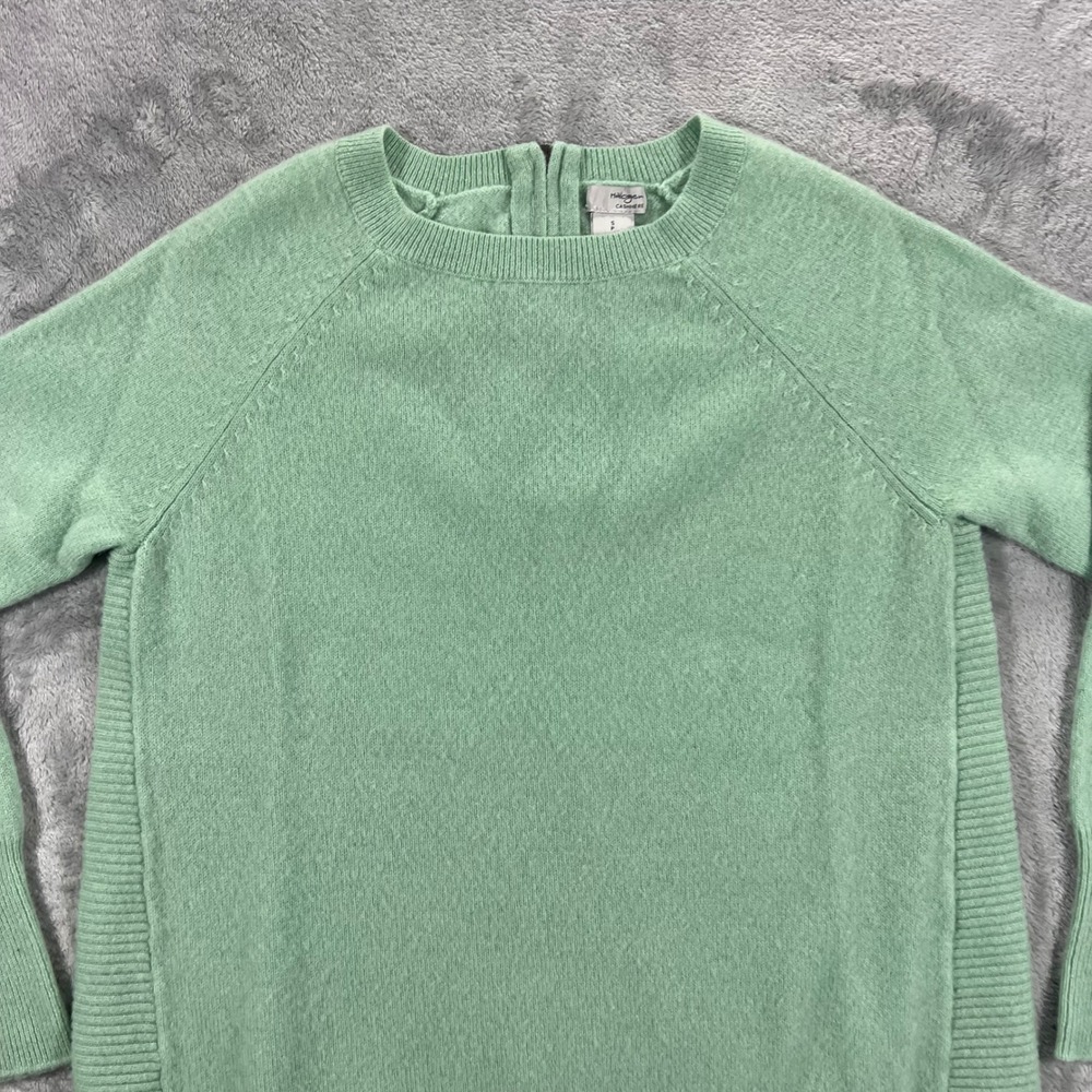 HALOGEN 100 Cashmere Sweater Womens Small Green Fair Back Zip Pullover Cozy - Picture 1 of 16